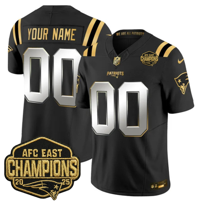 NE 2025 AFC East Champions Gold Vapor Limited Custom Jersey - All Stitched-DTD