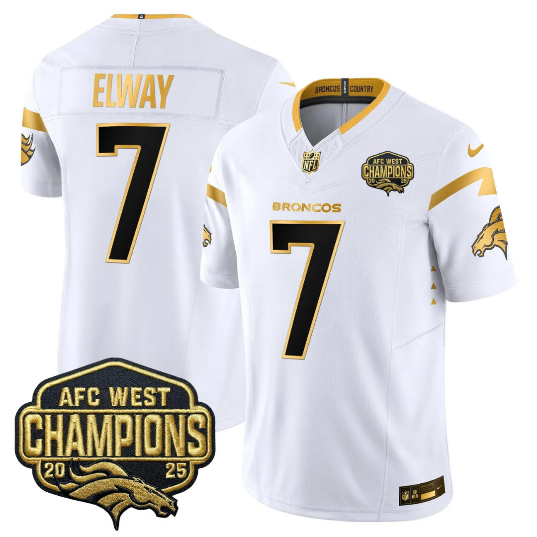 DEN AFC West Champions Patch Gold Vapor Limited Jersey - All Stitched-DTD