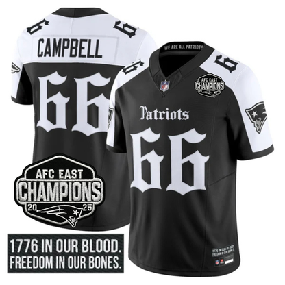 NE 'Gothic Revolution Edition' AFC East Champions Patch Vapor Limited Jersey - All Stitched-DTD