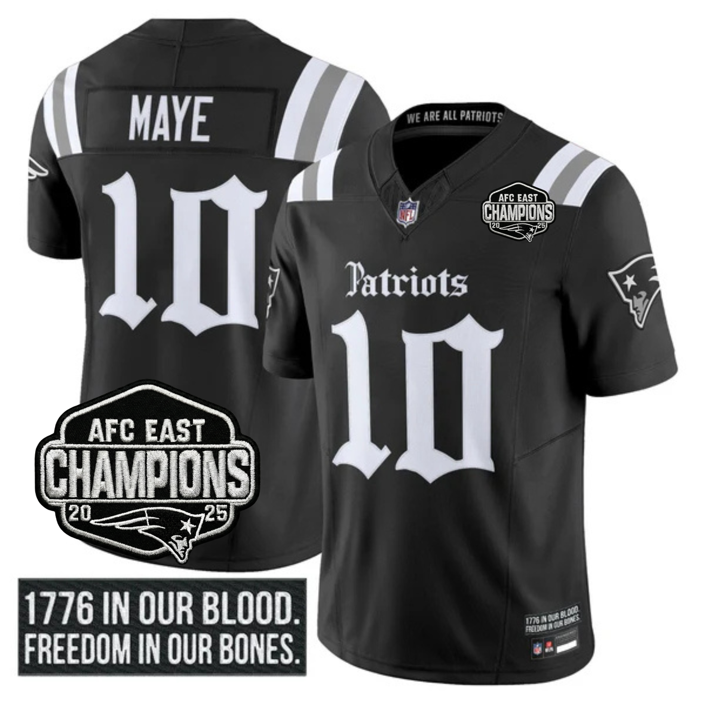 NE 'Gothic Revolution Edition' AFC East Champions Patch Vapor Limited Jersey - All Stitched-DTD