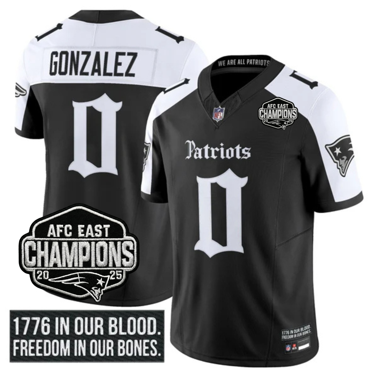 NE 'Gothic Revolution Edition' AFC East Champions Patch Vapor Limited Jersey - All Stitched-DTD