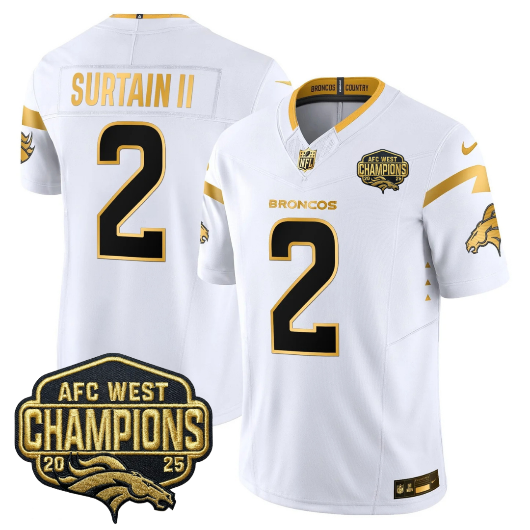 DEN AFC West Champions Patch Gold Vapor Limited Jersey - All Stitched-DTD