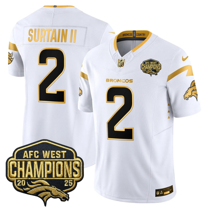 DEN AFC West Champions Patch Gold Vapor Limited Jersey - All Stitched-DTD