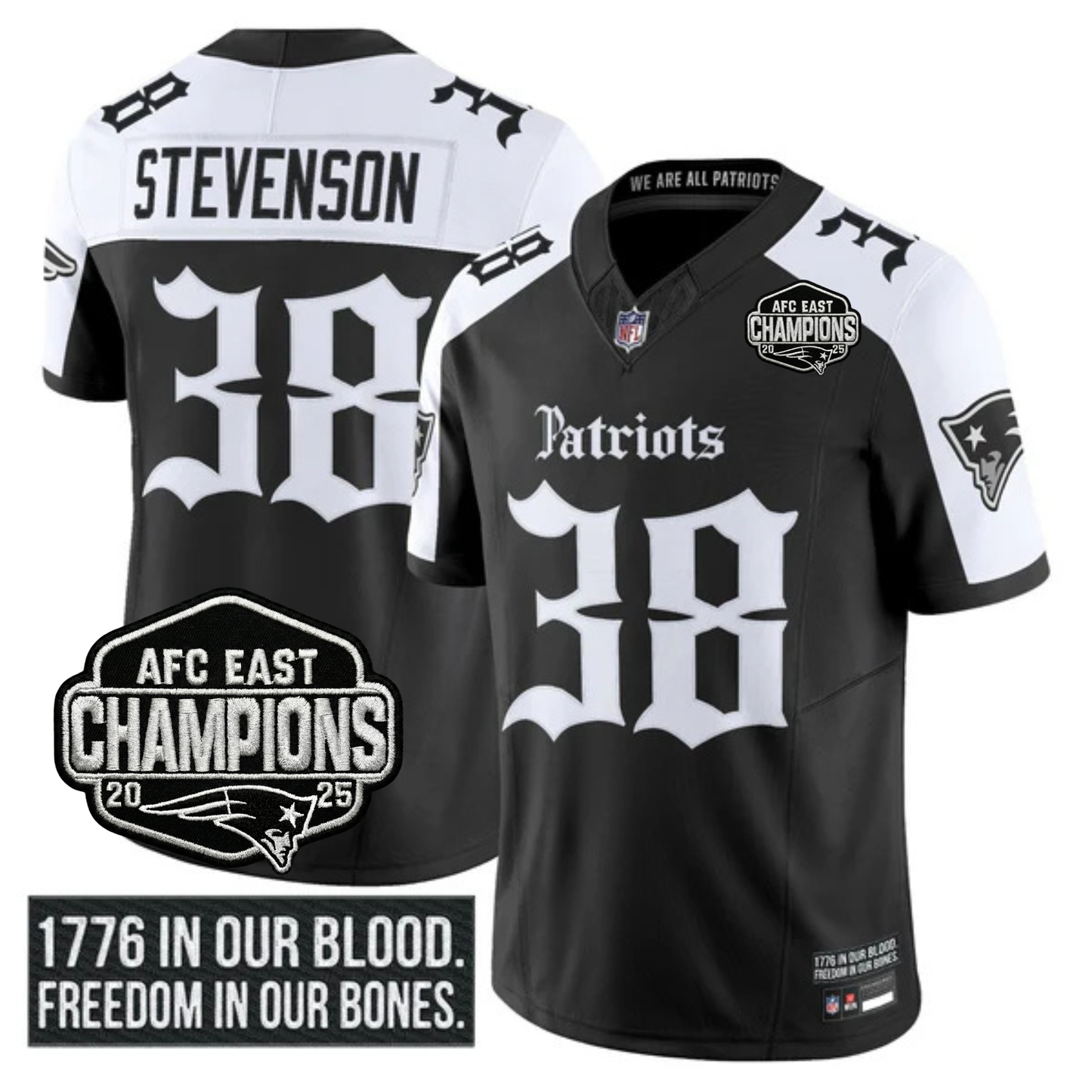 NE 'Gothic Revolution Edition' AFC East Champions Patch Vapor Limited Jersey - All Stitched-DTD