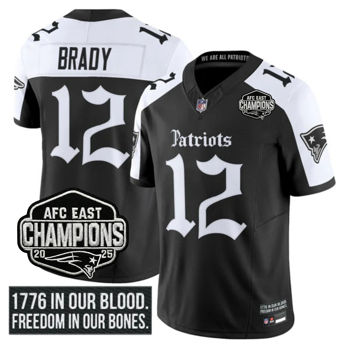 NE 'Gothic Revolution Edition' AFC East Champions Patch Vapor Limited Jersey - All Stitched-DTD