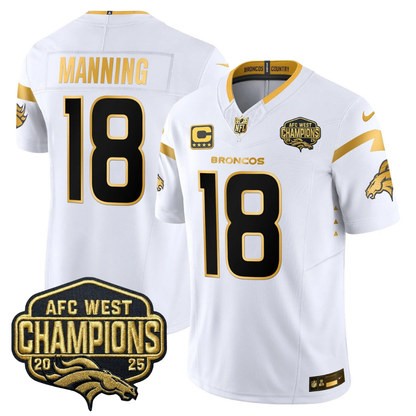 DEN AFC West Champions Patch Gold Vapor Limited Jersey - All Stitched-DTD