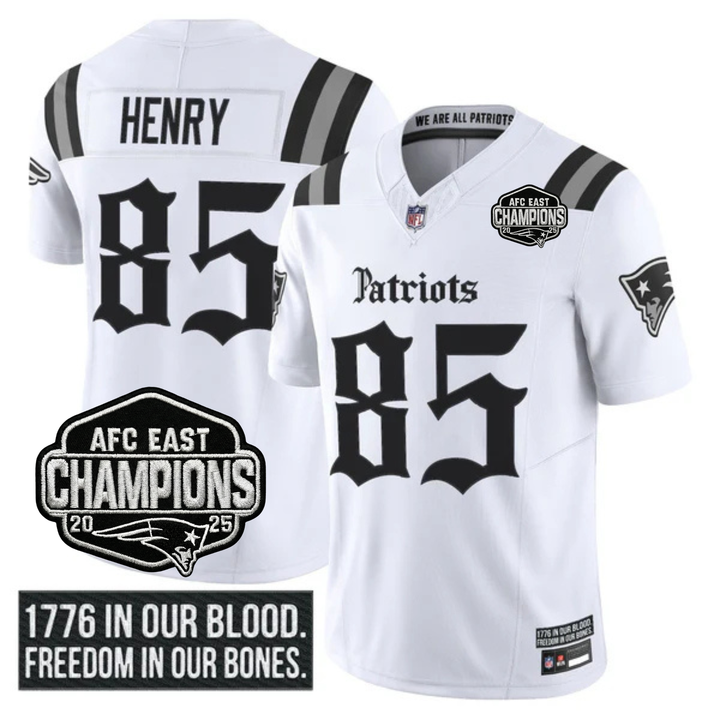 NE 'Gothic Revolution Edition' AFC East Champions Patch Vapor Limited Jersey - All Stitched-DTD