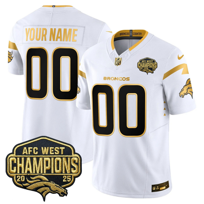 Custom DEN AFC West Champions Patch Gold Vapor Limited Jersey - All Stitched-DTD