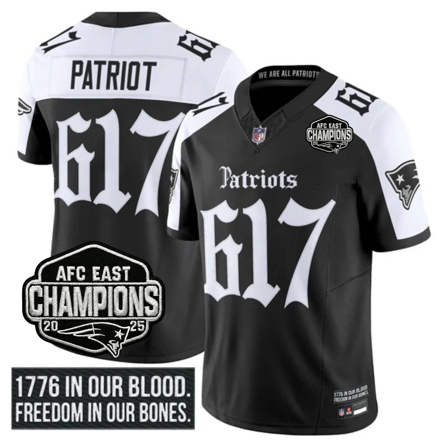NE 'Gothic Revolution Edition' AFC East Champions Patch Vapor Limited Jersey - All Stitched-DTD