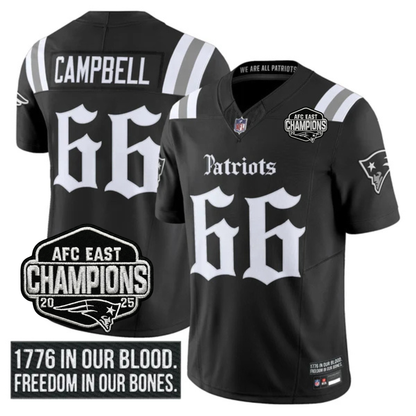 NE 'Gothic Revolution Edition' AFC East Champions Patch Vapor Limited Jersey - All Stitched-DTD