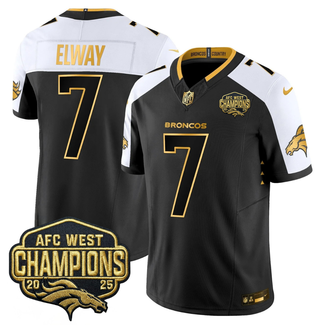 DEN AFC West Champions Patch Gold Vapor Limited Jersey - All Stitched-DTD