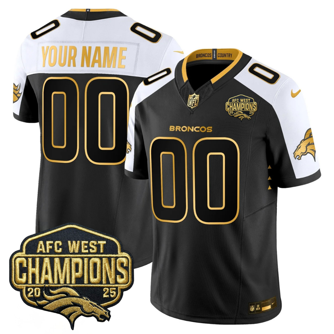 Custom DEN AFC West Champions Patch Gold Vapor Limited Jersey - All Stitched-DTD