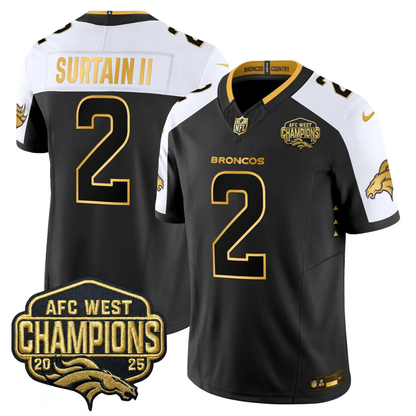 DEN AFC West Champions Patch Gold Vapor Limited Jersey - All Stitched-DTD