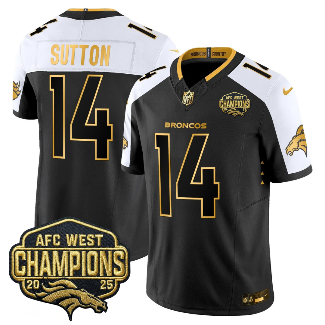DEN AFC West Champions Patch Gold Vapor Limited Jersey - All Stitched-DTD