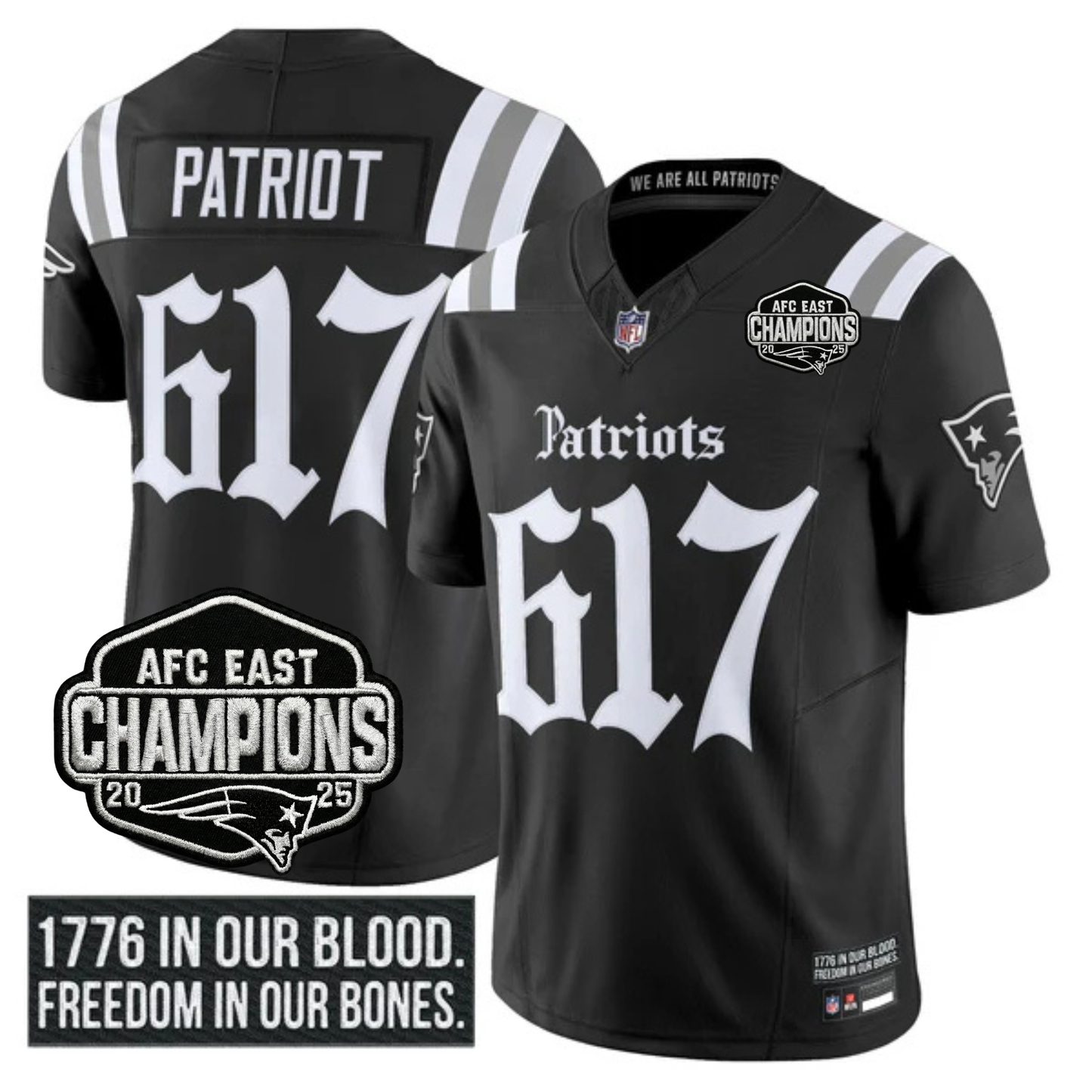 NE 'Gothic Revolution Edition' AFC East Champions Patch Vapor Limited Jersey - All Stitched-DTD