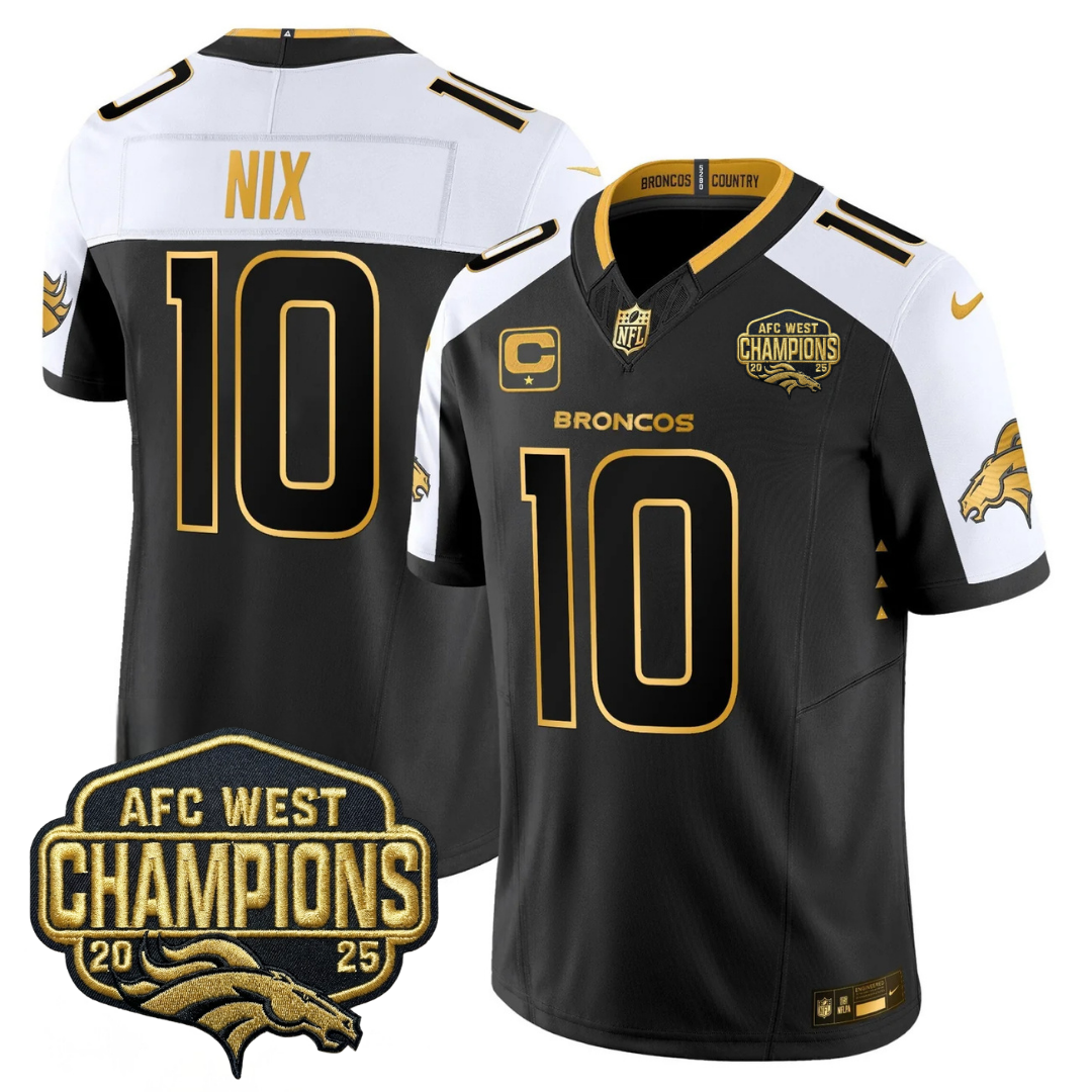 DEN AFC West Champions Patch Gold Vapor Limited Jersey - All Stitched-DTD