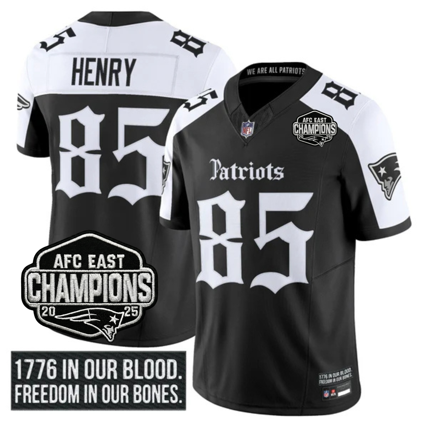 NE 'Gothic Revolution Edition' AFC East Champions Patch Vapor Limited Jersey - All Stitched-DTD