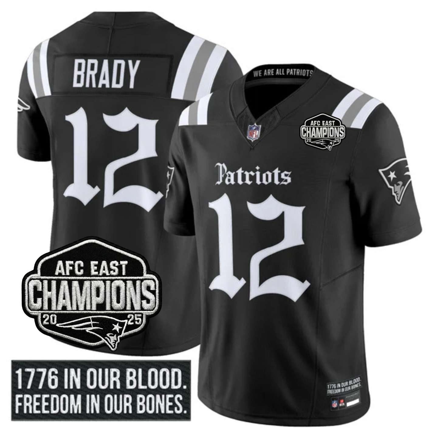 NE 'Gothic Revolution Edition' AFC East Champions Patch Vapor Limited Jersey - All Stitched-DTD