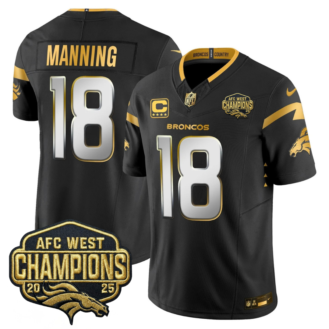 DEN AFC West Champions Patch Gold Vapor Limited Jersey - All Stitched-DTD