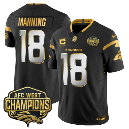 DEN AFC West Champions Patch Gold Vapor Limited Jersey - All Stitched-DTD