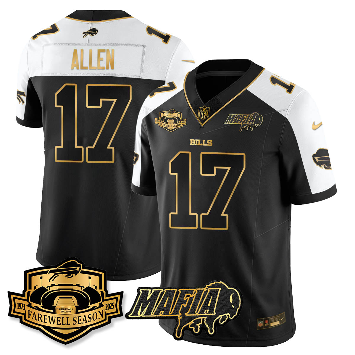 BUF 2025 Bills Mafia Patch Gold Vapor Limited Jersey - All Stitched-DTD