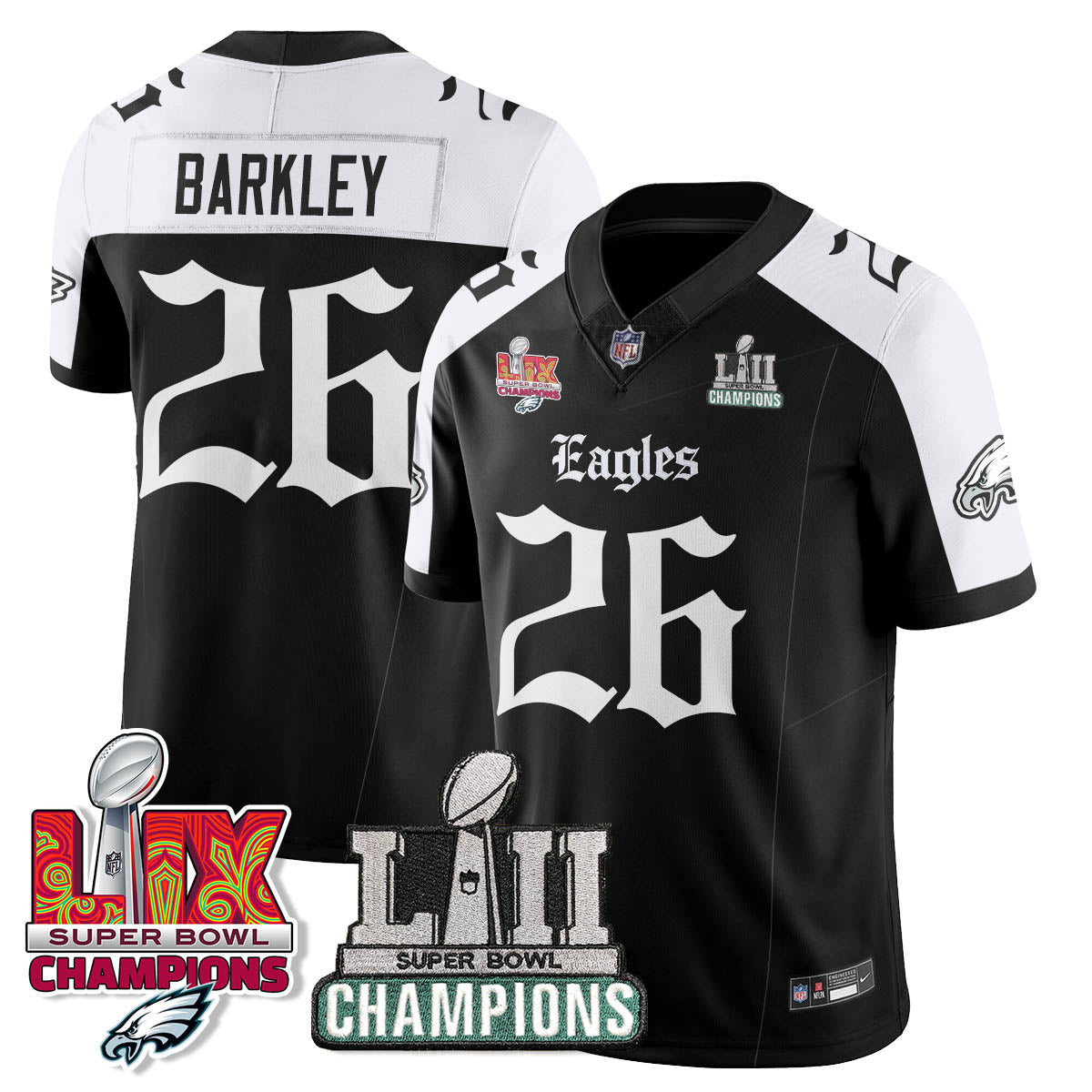 PHI 'Gothic Philly' LII-LIX Super Bowl Champions Vapor Limited Jersey - All Stitched-DTD