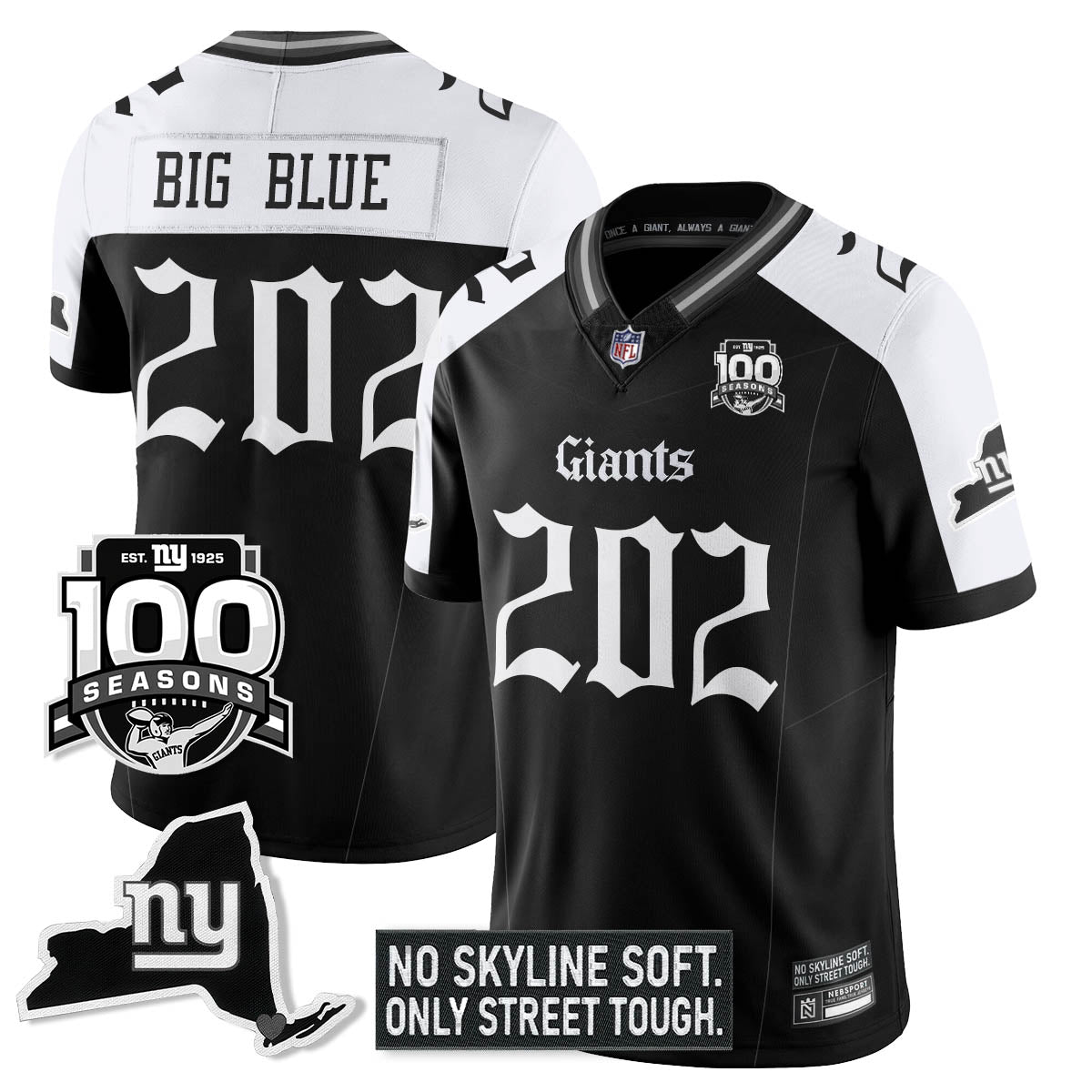 NYG 100th Seasons 'Gothic Gotham Edition' Vapor Limited Jersey - All Stitched-DTD