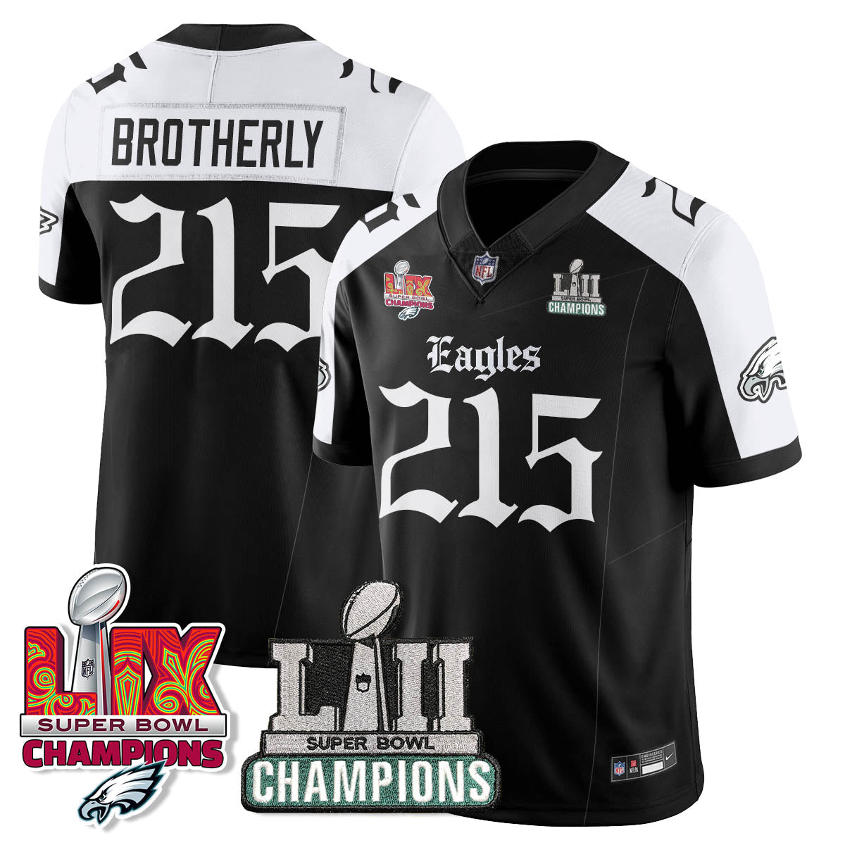 PHI 'Gothic Philly' LII-LIX Super Bowl Champions Vapor Limited Jersey - All Stitched-DTD