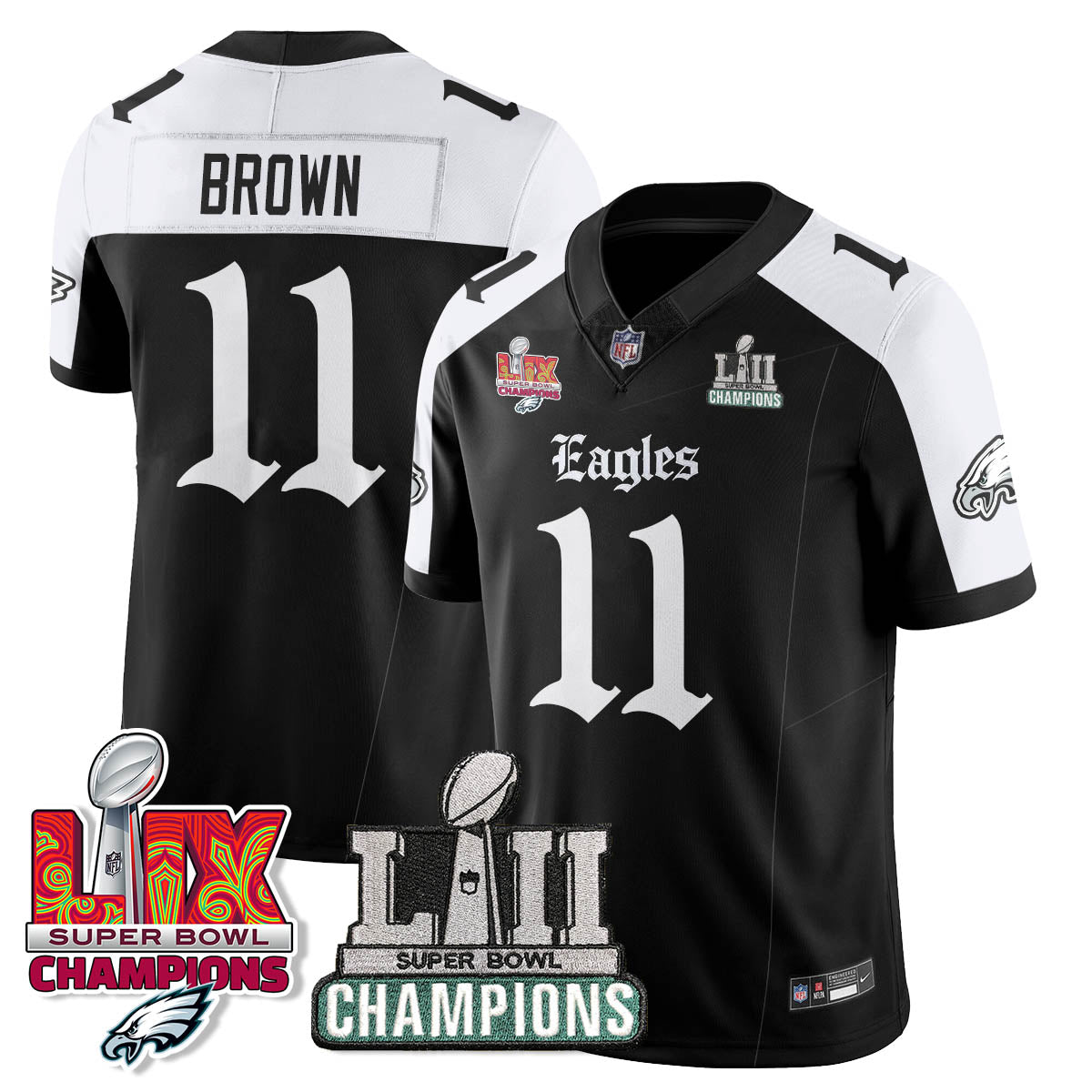 PHI 'Gothic Philly' LII-LIX Super Bowl Champions Vapor Limited Jersey - All Stitched-DTD
