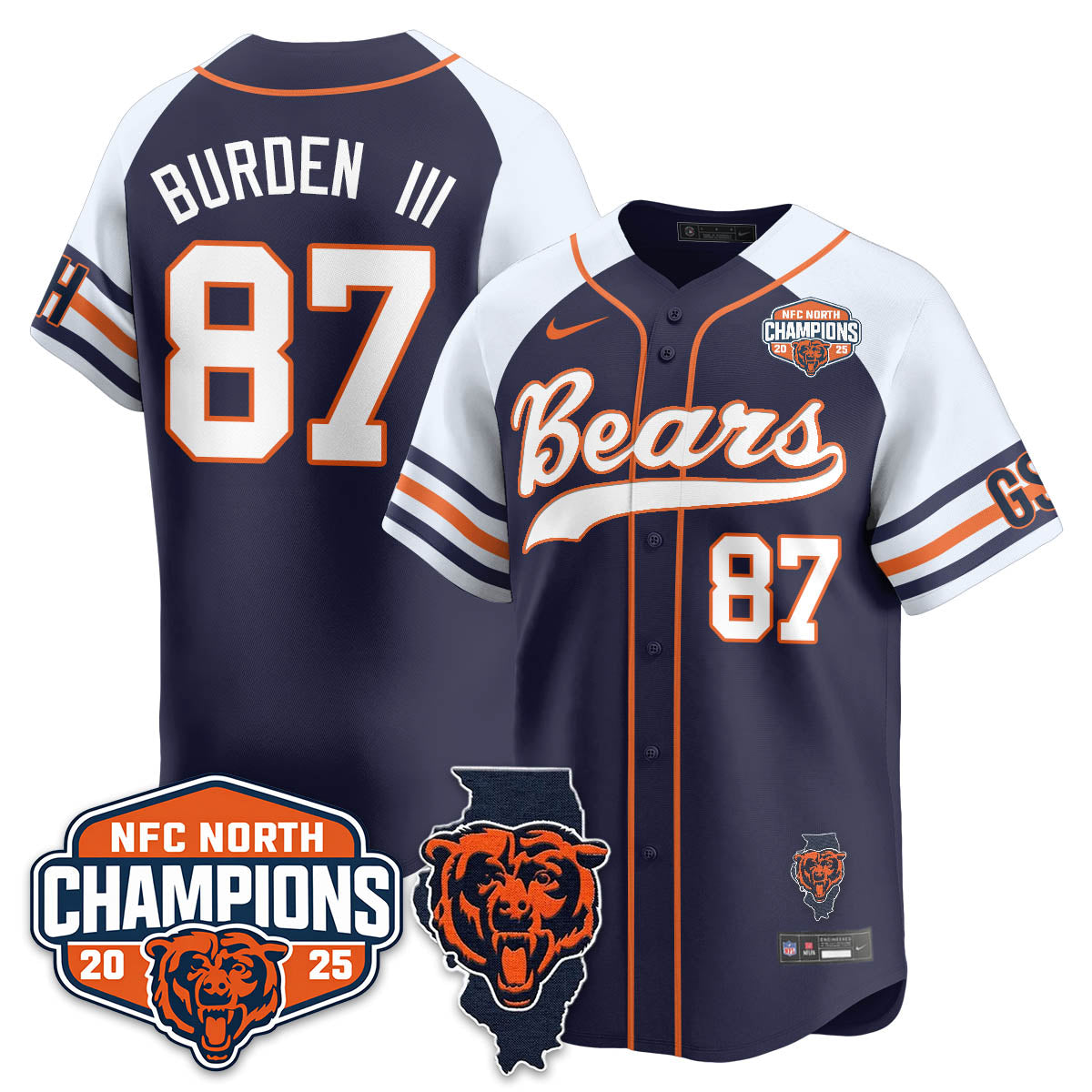 CHI  NFC North Division Champions Vapor Limited Baseball Jersey - All Stitched-DTD