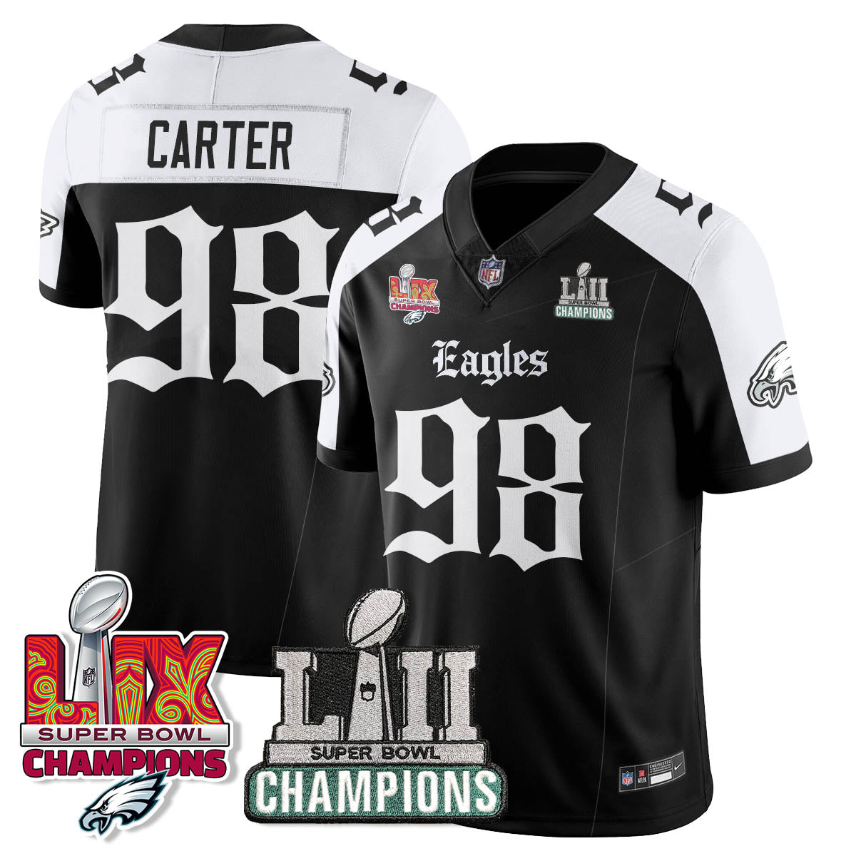 PHI 'Gothic Philly' LII-LIX Super Bowl Champions Vapor Limited Jersey - All Stitched-DTD