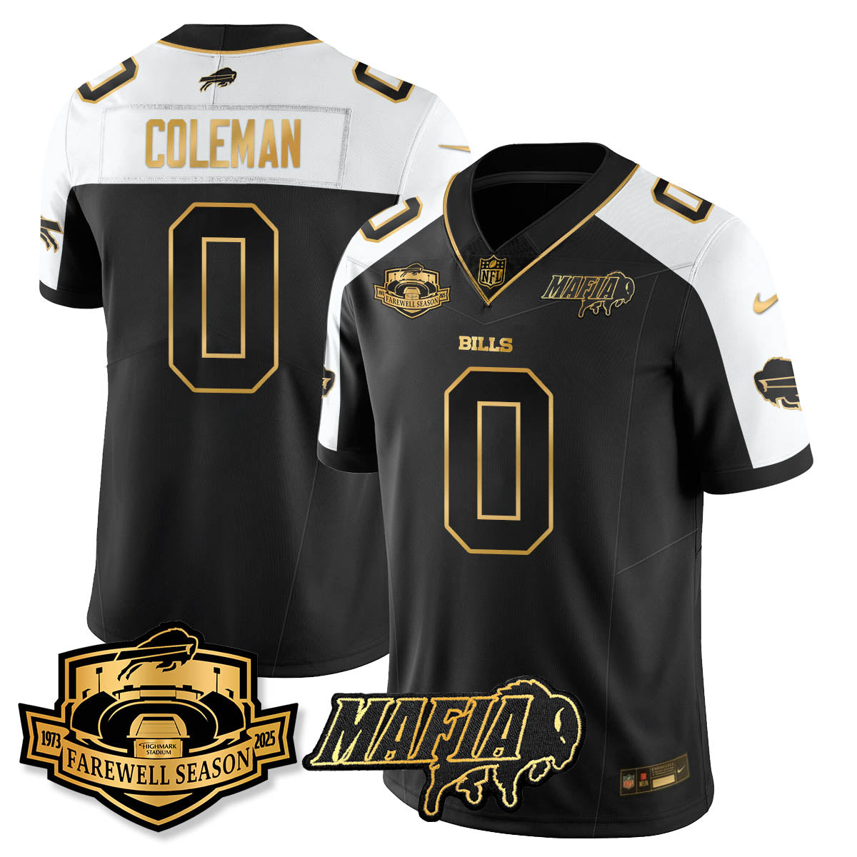 BUF 2025 Bills Mafia Patch Gold Vapor Limited Jersey - All Stitched-DTD