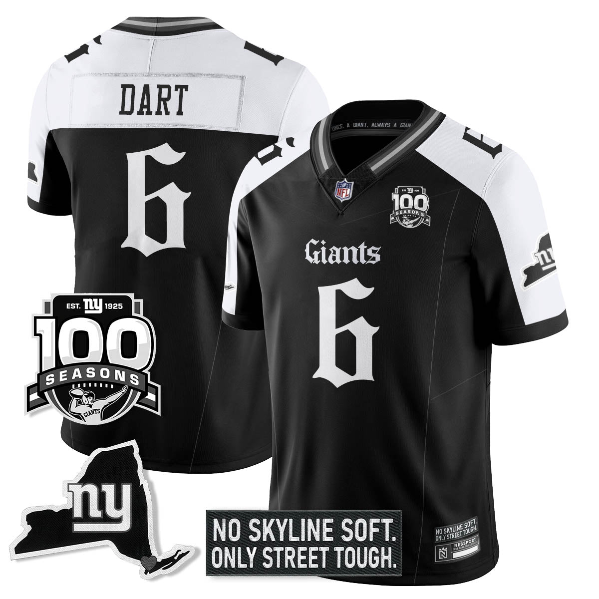 NYG 100th Seasons 'Gothic Gotham Edition' Vapor Limited Jersey - All Stitched-DTD