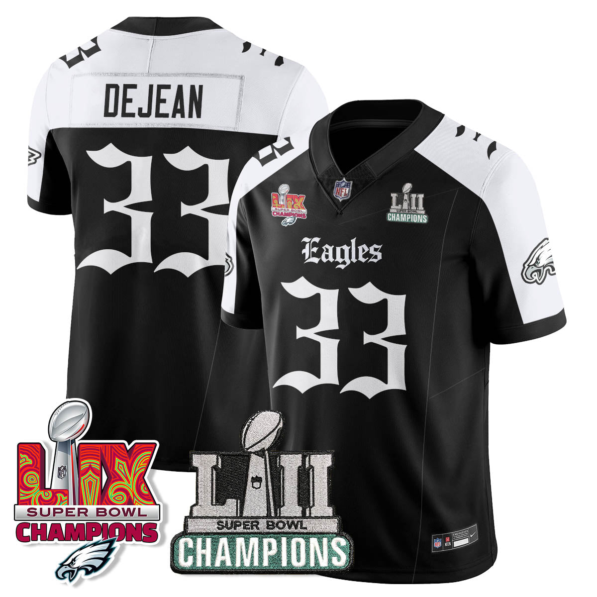 PHI 'Gothic Philly' LII-LIX Super Bowl Champions Vapor Limited Jersey - All Stitched-DTD