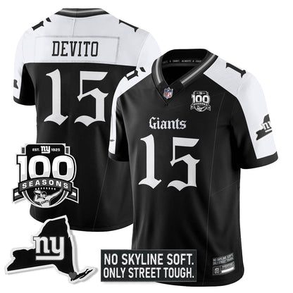 NYG 100th Seasons 'Gothic Gotham Edition' Vapor Limited Jersey - All Stitched-DTD