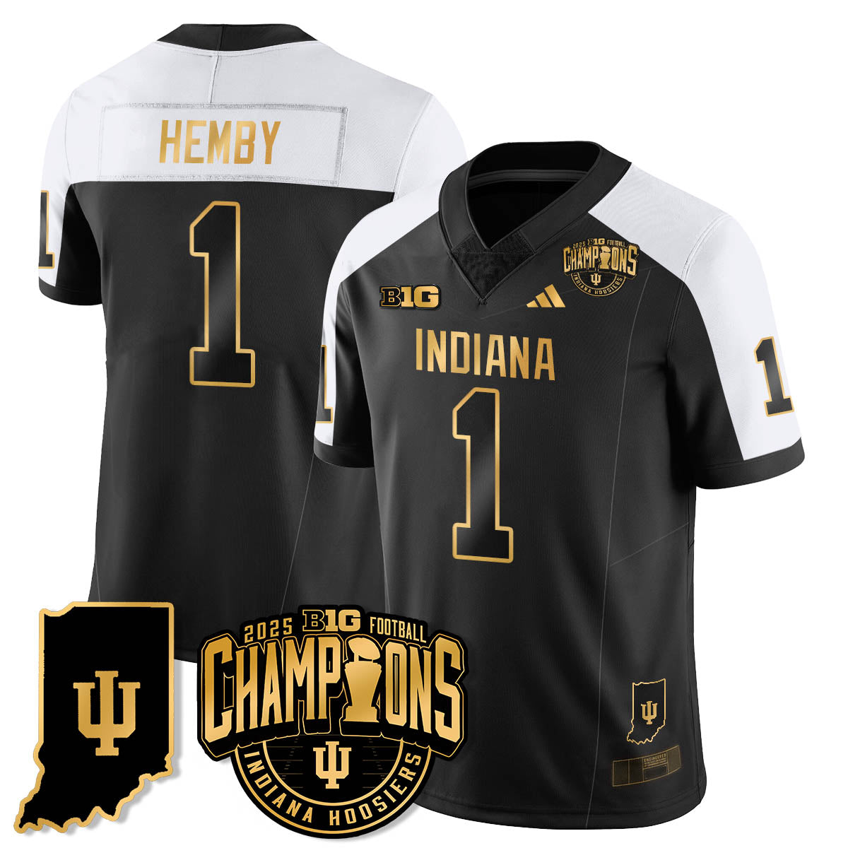 Indiana H Vapor Limited Football Gold Jersey - Big 10 Champions - All Stitched-DTD