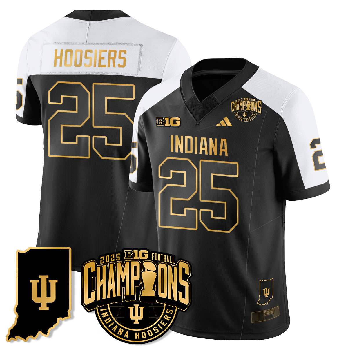 Indiana H Vapor Limited Football Gold Jersey - Big 10 Champions - All Stitched-DTD