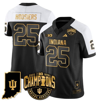 Indiana H Vapor Limited Football Gold Jersey - Big 10 Champions - All Stitched-DTD