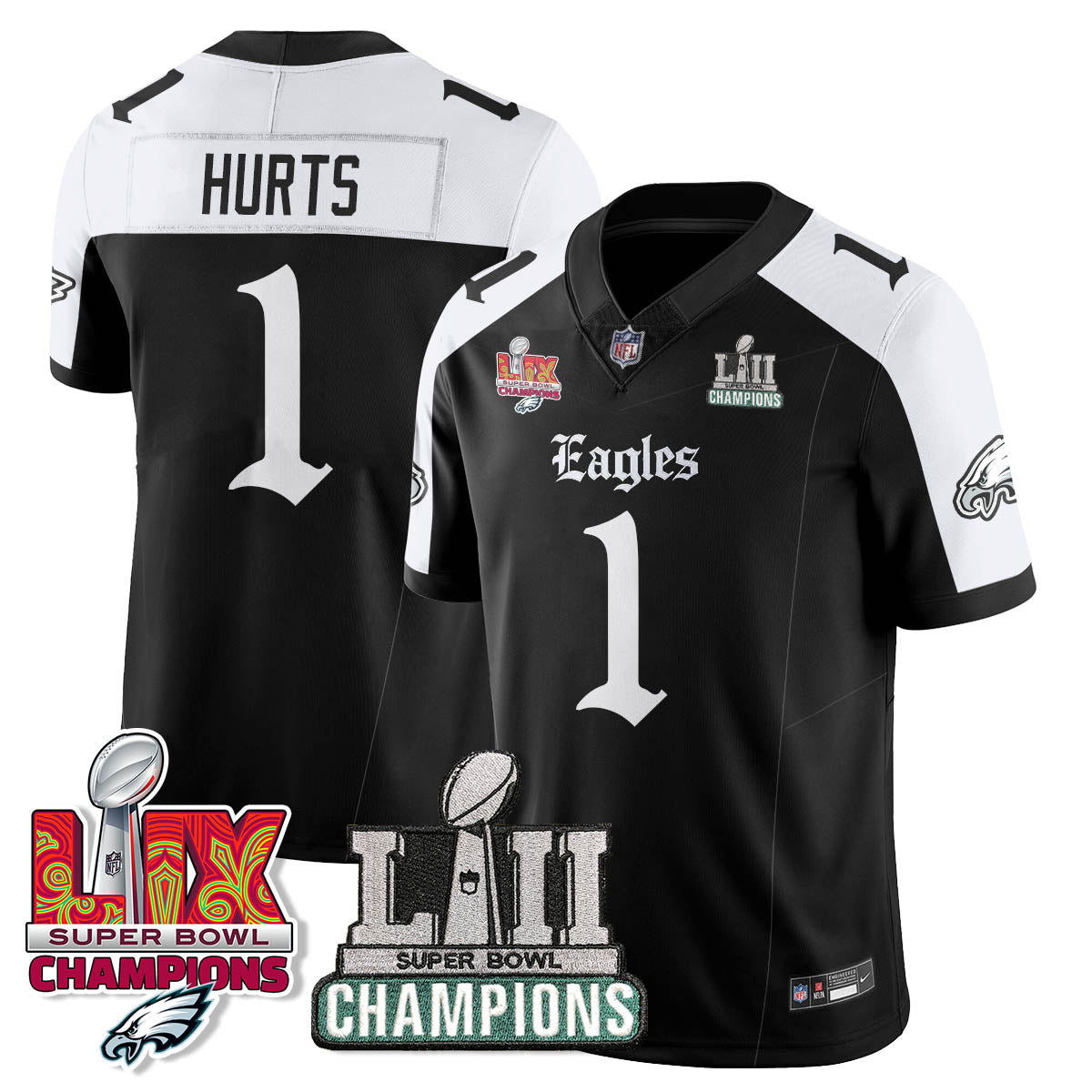 PHI 'Gothic Philly' LII-LIX Super Bowl Champions Vapor Limited Jersey - All Stitched-DTD