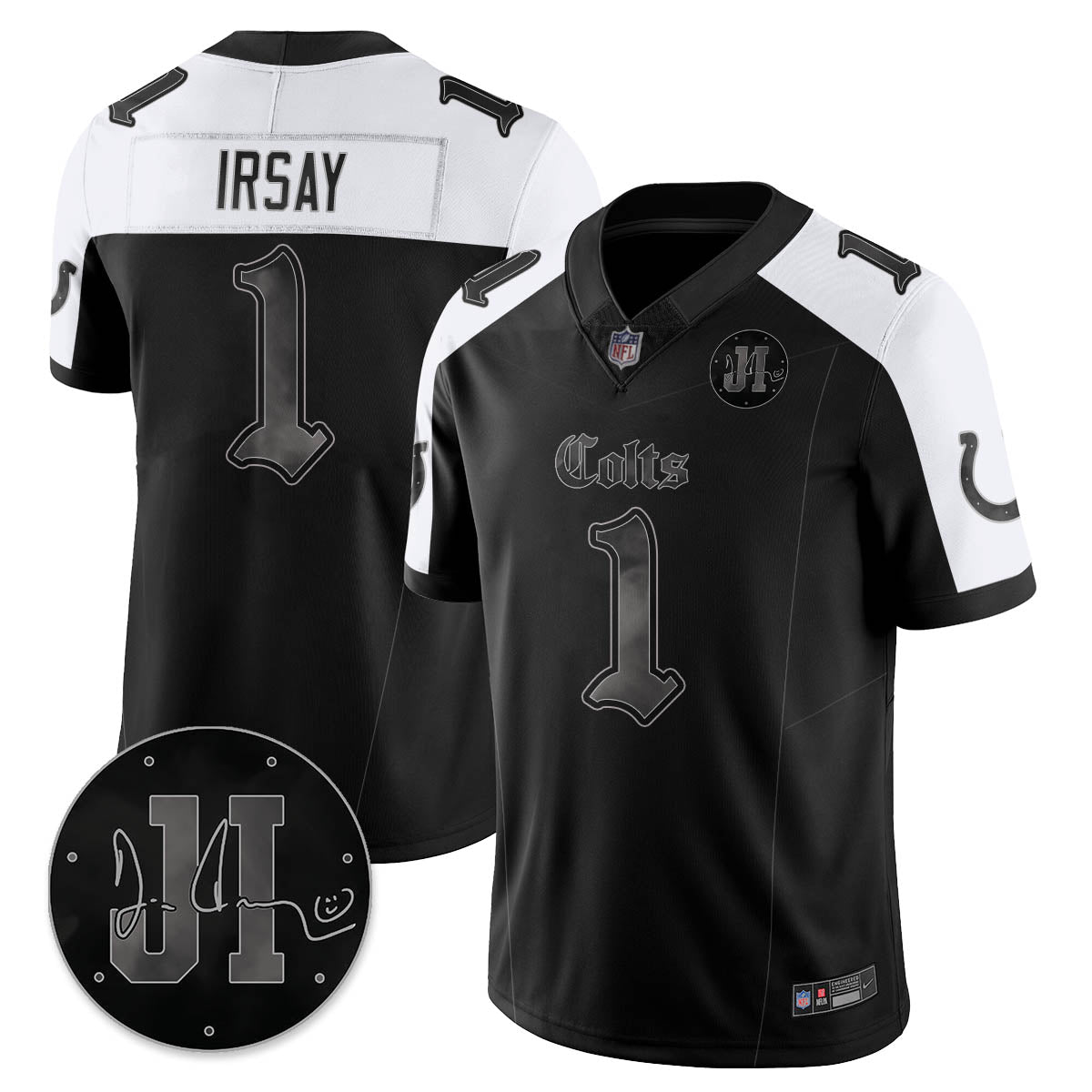 IND 'Dark Gothic' Vapor Limited Jersey - Jim Irsay Patch - All Stitched-DTD
