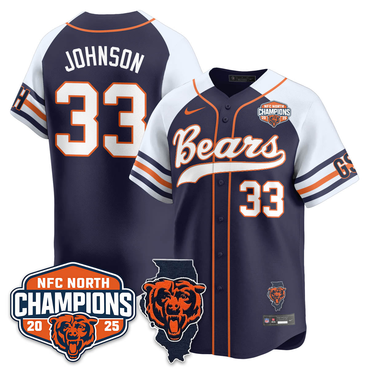CHI  NFC North Division Champions Vapor Limited Baseball Jersey - All Stitched-DTD