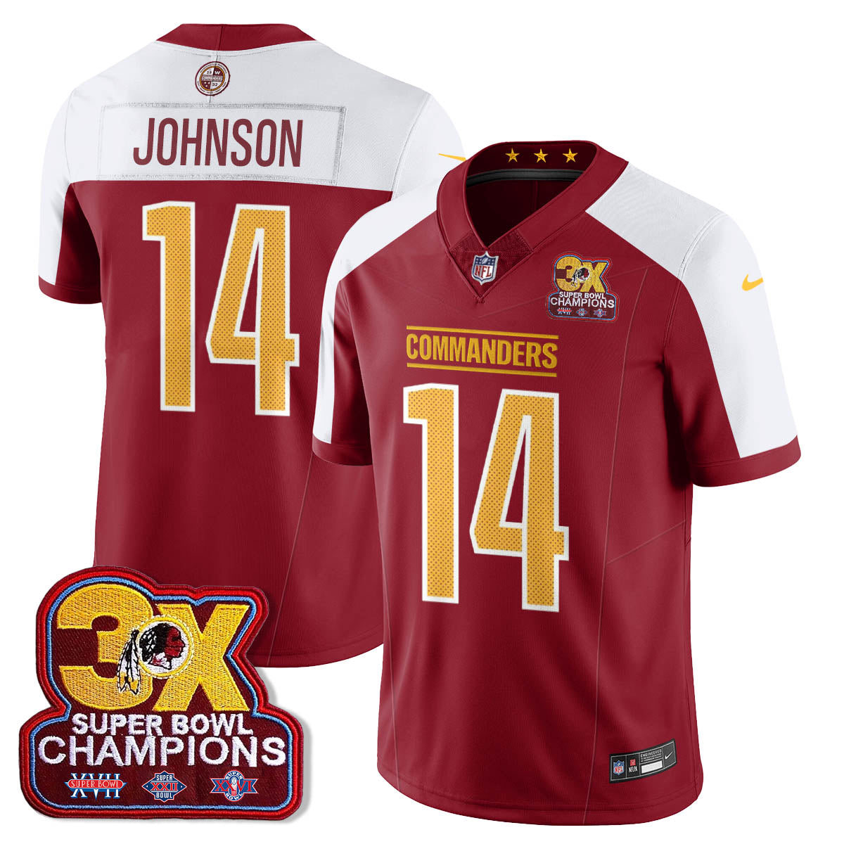 WAS 3-Time Champions Patch Vapor Limited Jersey - All Stitched-DTD