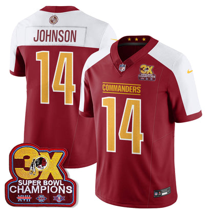 WAS 3-Time Champions Patch Vapor Limited Jersey - All Stitched-DTD