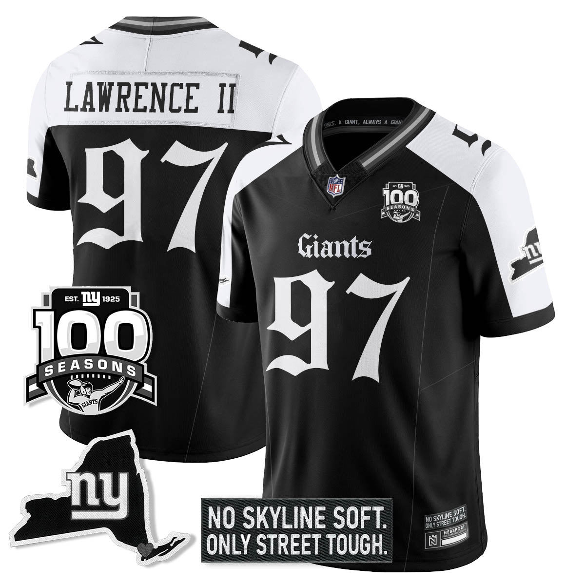 NYG 100th Seasons 'Gothic Gotham Edition' Vapor Limited Jersey - All Stitched-DTD