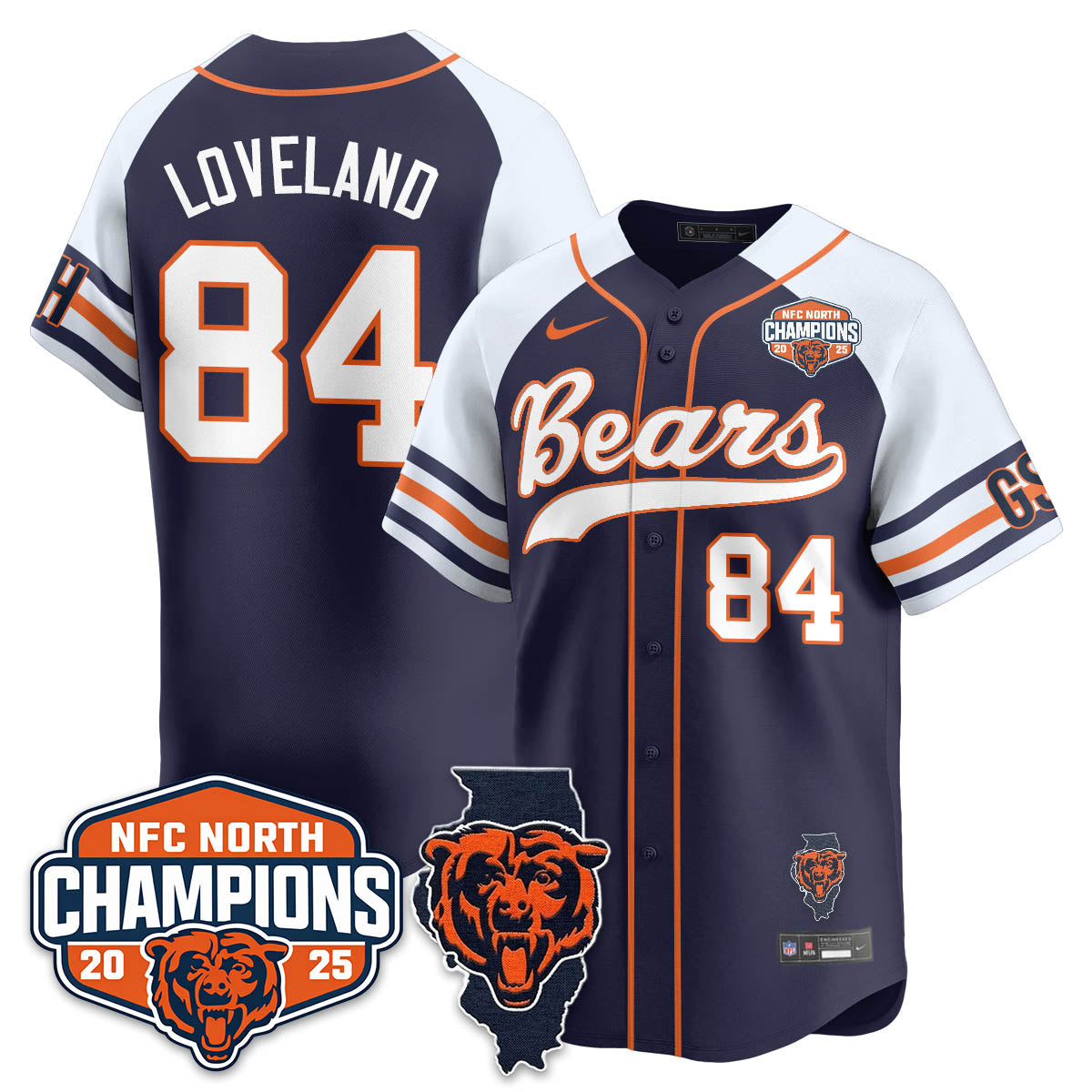 CHI  NFC North Division Champions Vapor Limited Baseball Jersey - All Stitched-DTD