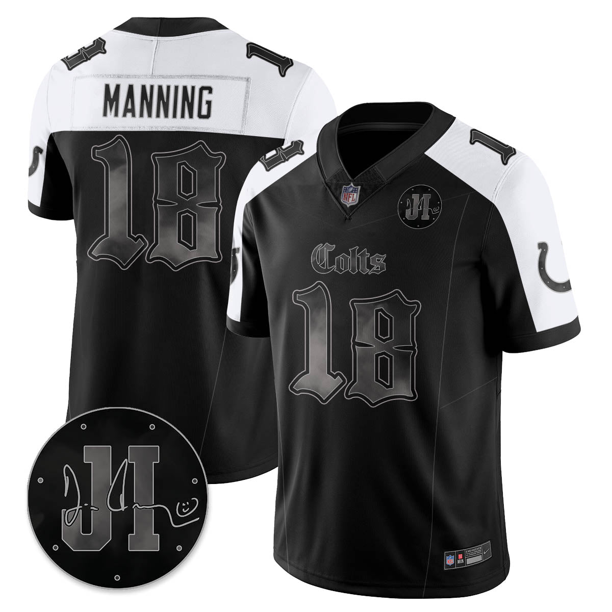 IND 'Dark Gothic' Vapor Limited Jersey - Jim Irsay Patch - All Stitched-DTD