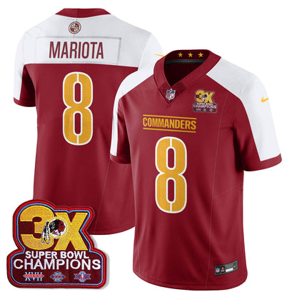 WAS 3-Time Champions Patch Vapor Limited Jersey - All Stitched-DTD
