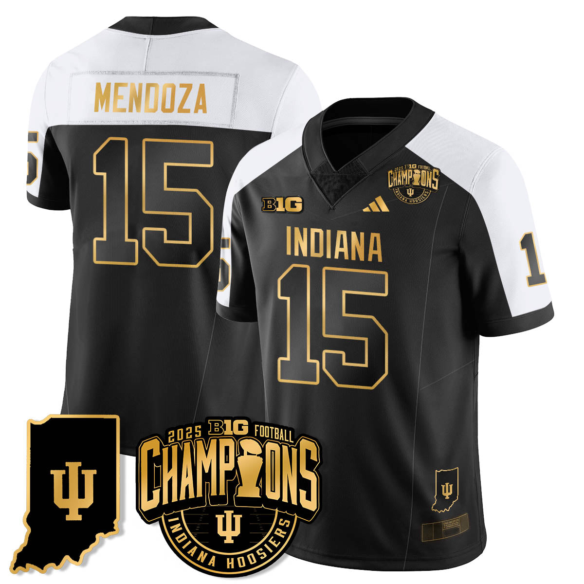 Indiana H Vapor Limited Football Gold Jersey - Big 10 Champions - All Stitched-DTD