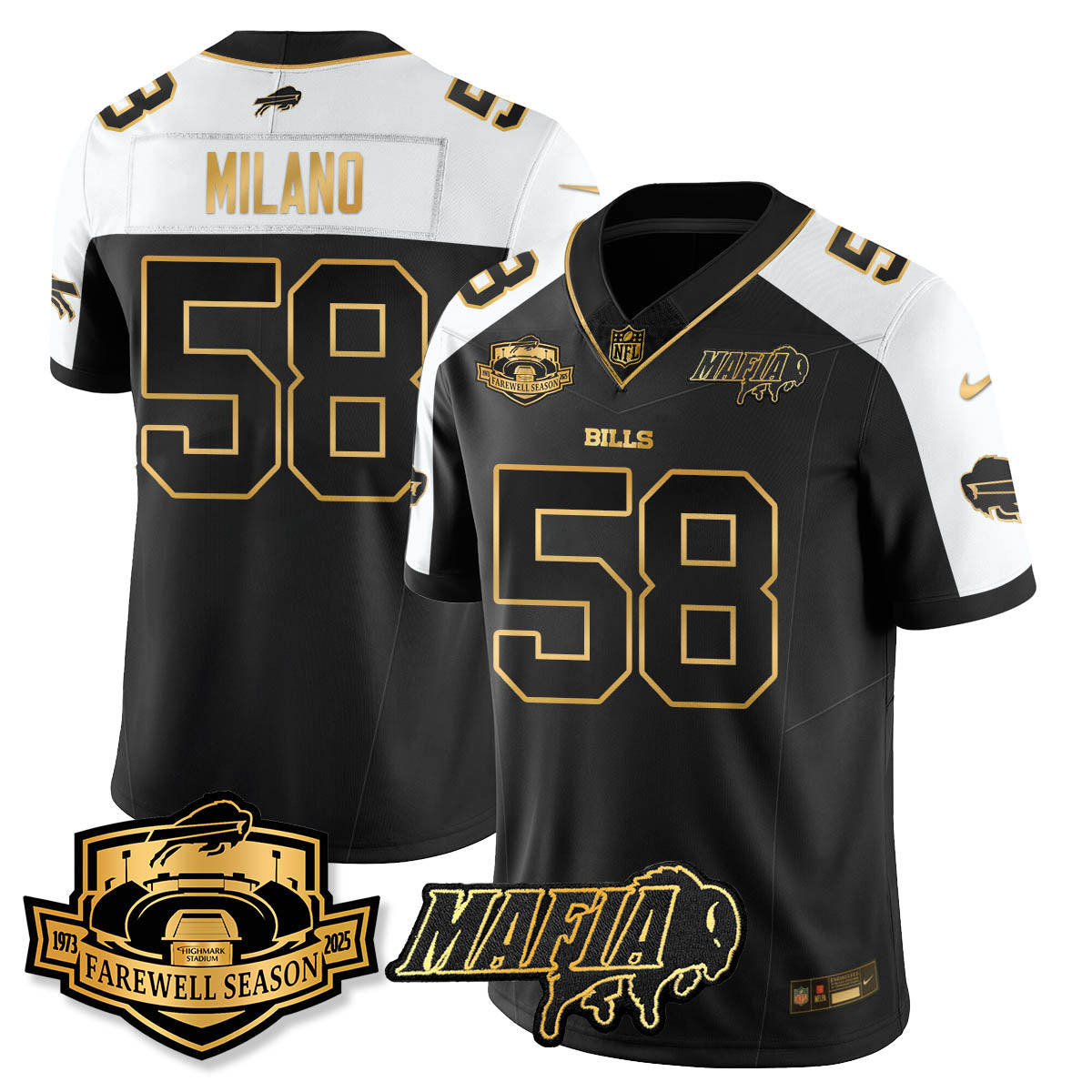 BUF 2025 Bills Mafia Patch Gold Vapor Limited Jersey - All Stitched-DTD