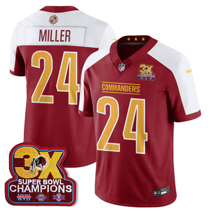 WAS 3-Time Champions Patch Vapor Limited Jersey - All Stitched-DTD